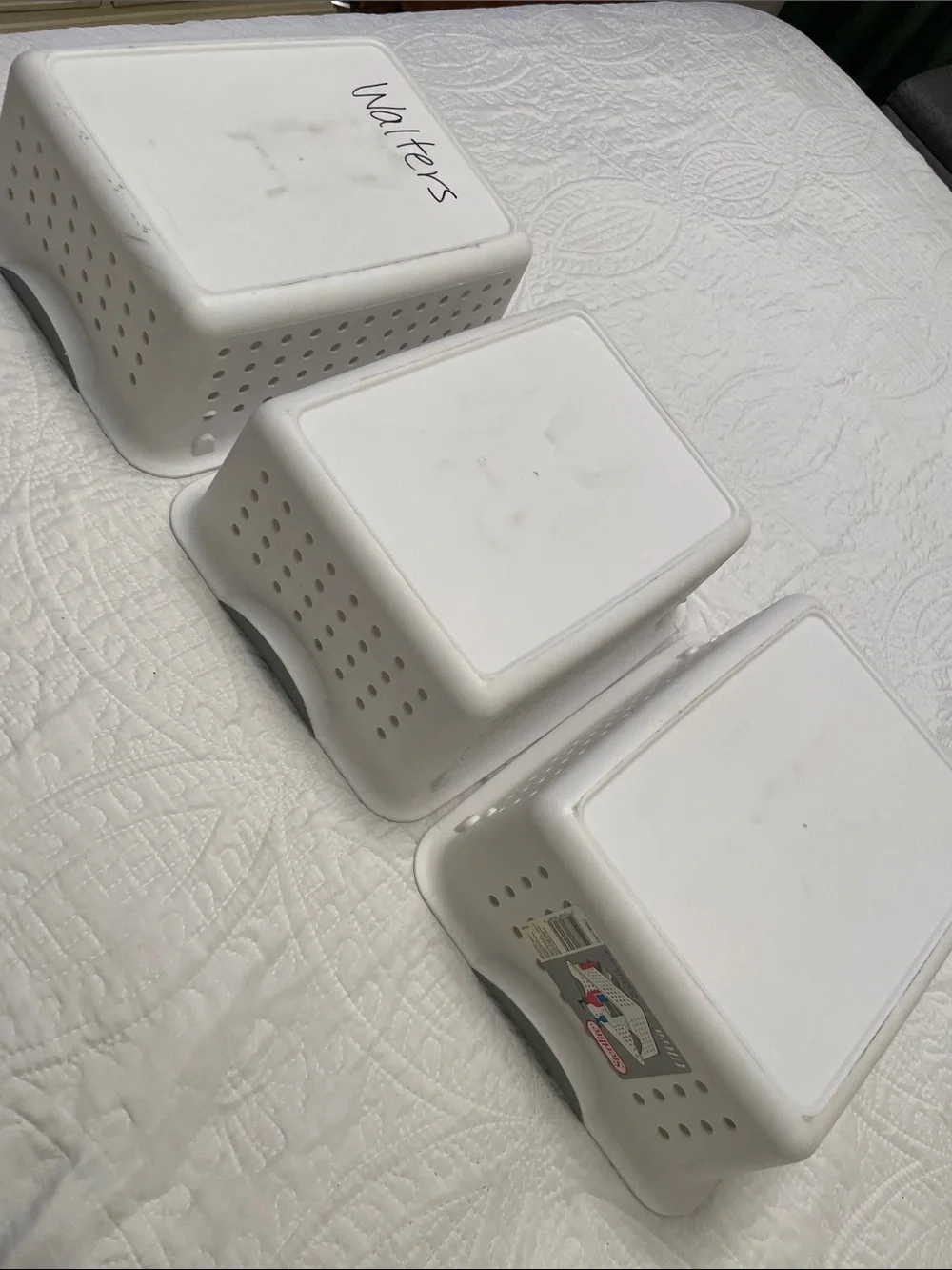 Set of 3 Sterilite Ultra White Strong Plastic Storage Organizers Baskets Bins